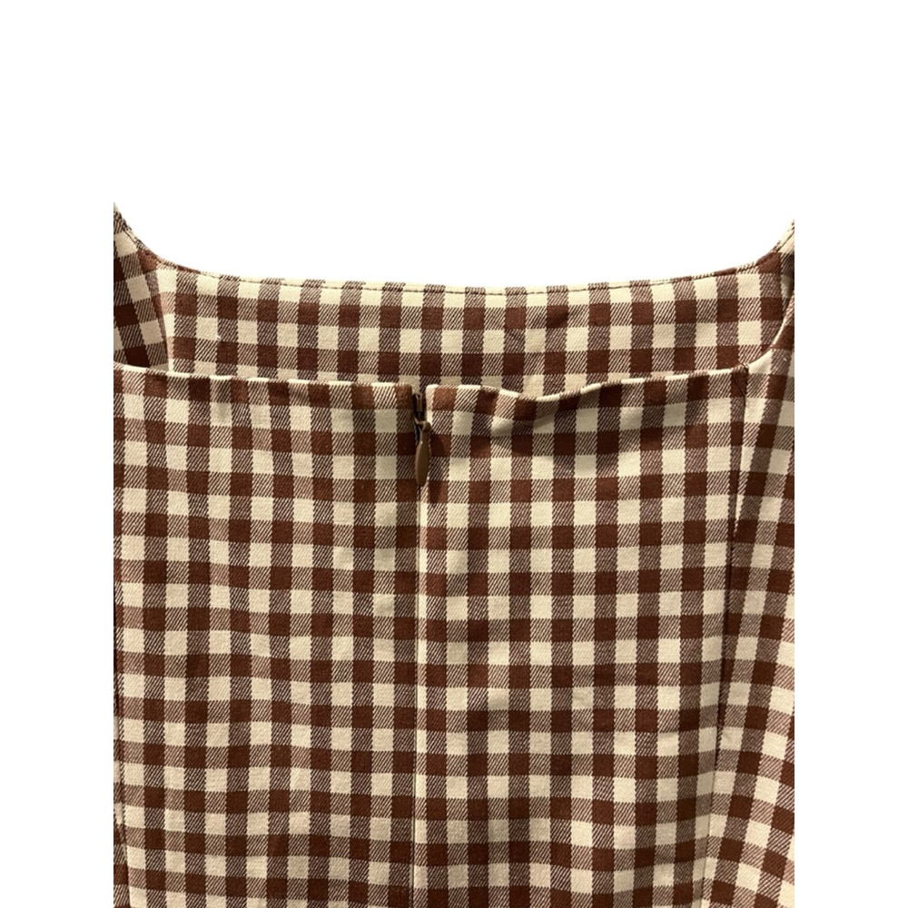 Favorite Daughter Anthropologie The Break Up Mini Dress Size 10 Gingham Brown - Picture 8 of 9